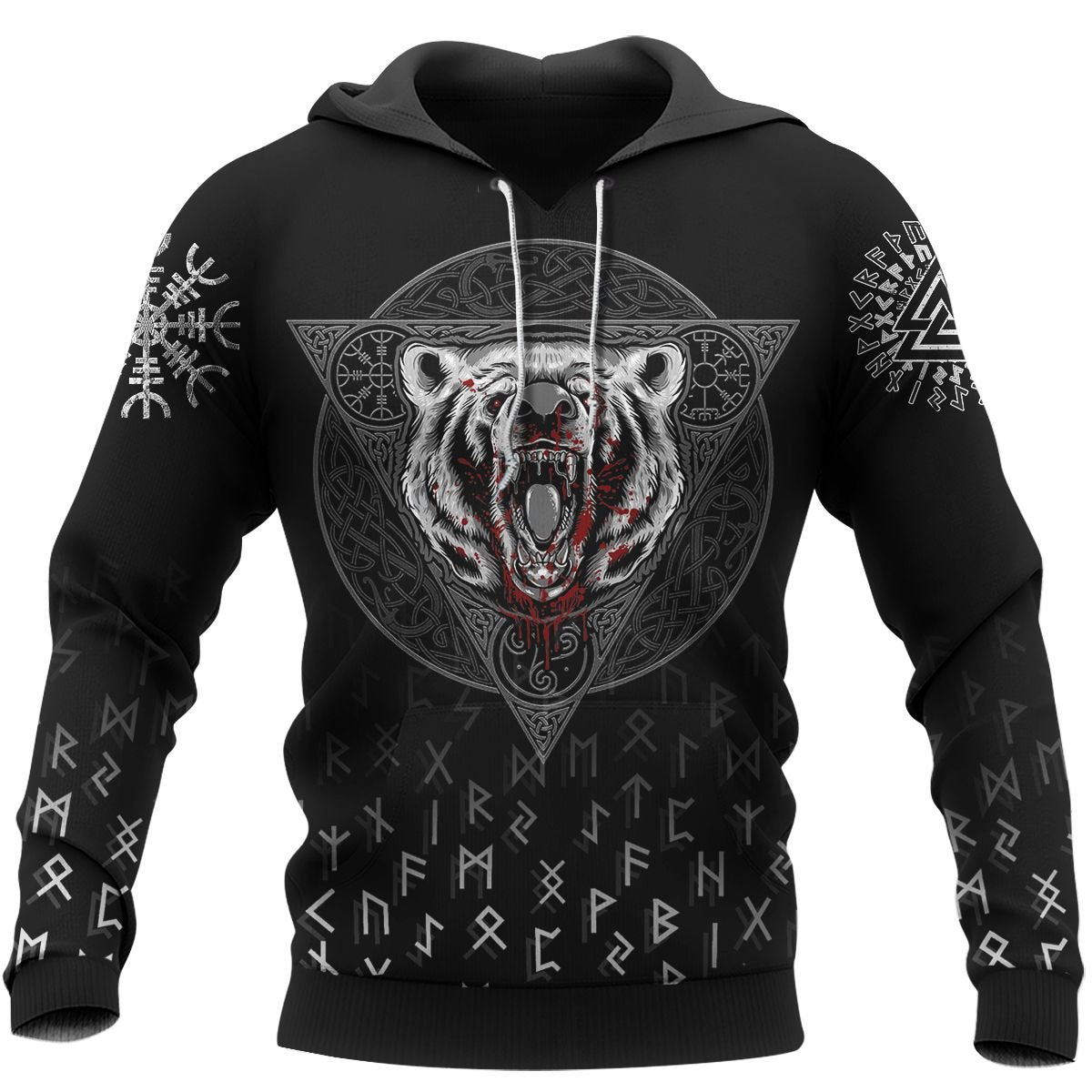 Viking Clothing Wolf Vegvisir Rune Hoodie RLT12 - Wonder Print Shop