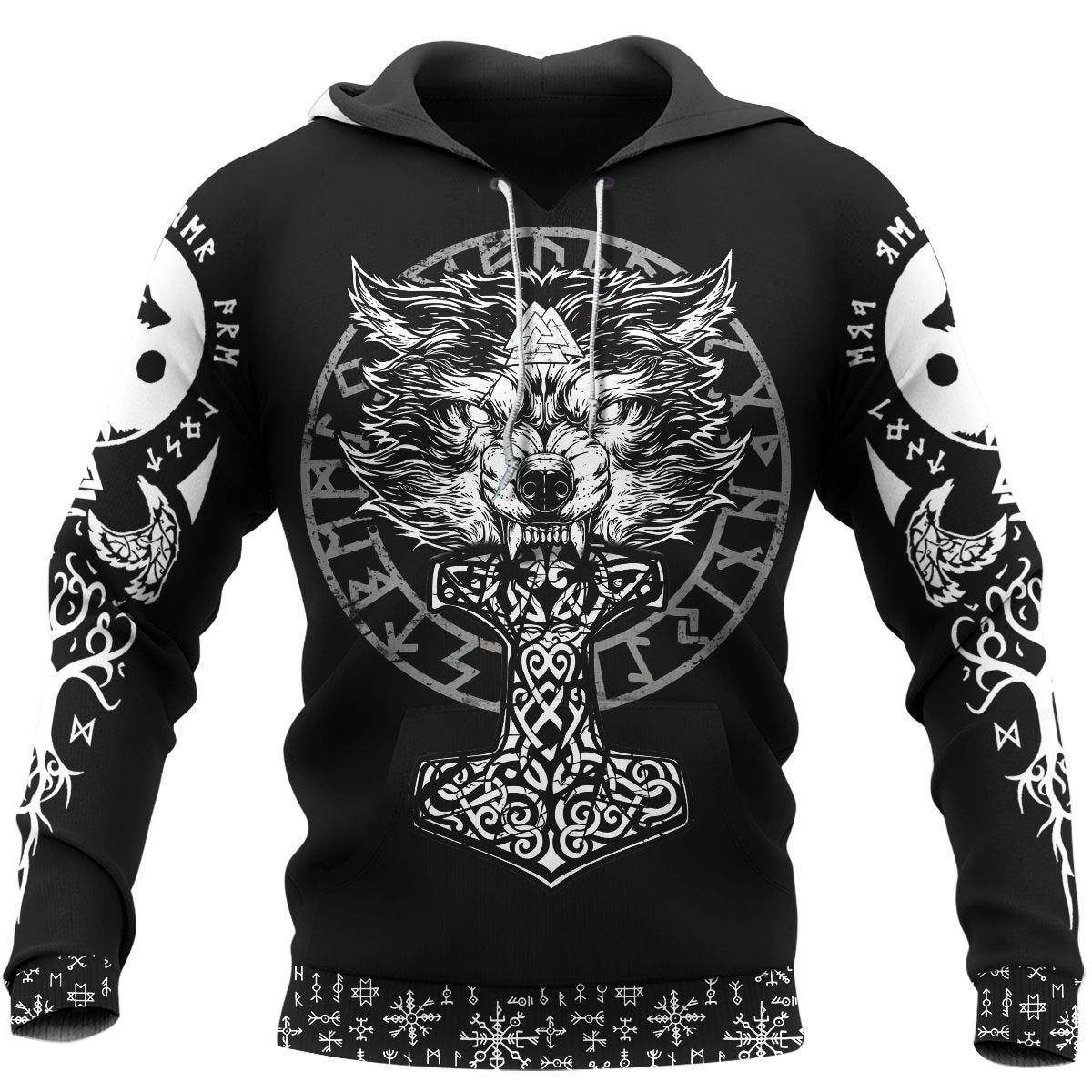 Viking Clothing Wolf Hammer Raven Valknut Spear Hoodie RLT12 - Wonder Print Shop