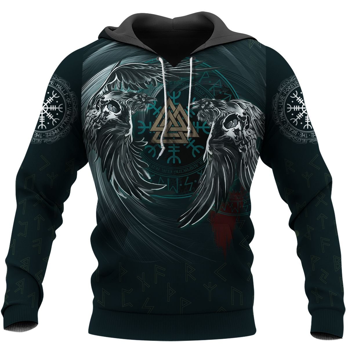 Viking Clothing Yin Yang Raven Valknut Viking Hoodie RLT12 - Wonder Print Shop