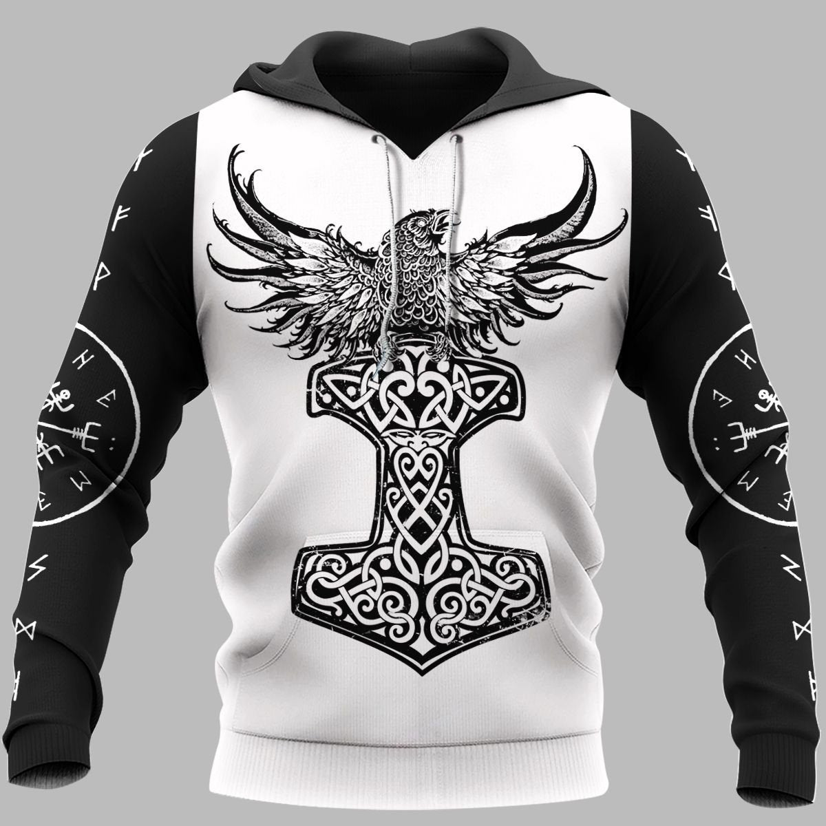 Viking Clothing Raven Hammer Yggdrasil Tree Of Life Viking Hoodie RLT12 - Wonder Print Shop