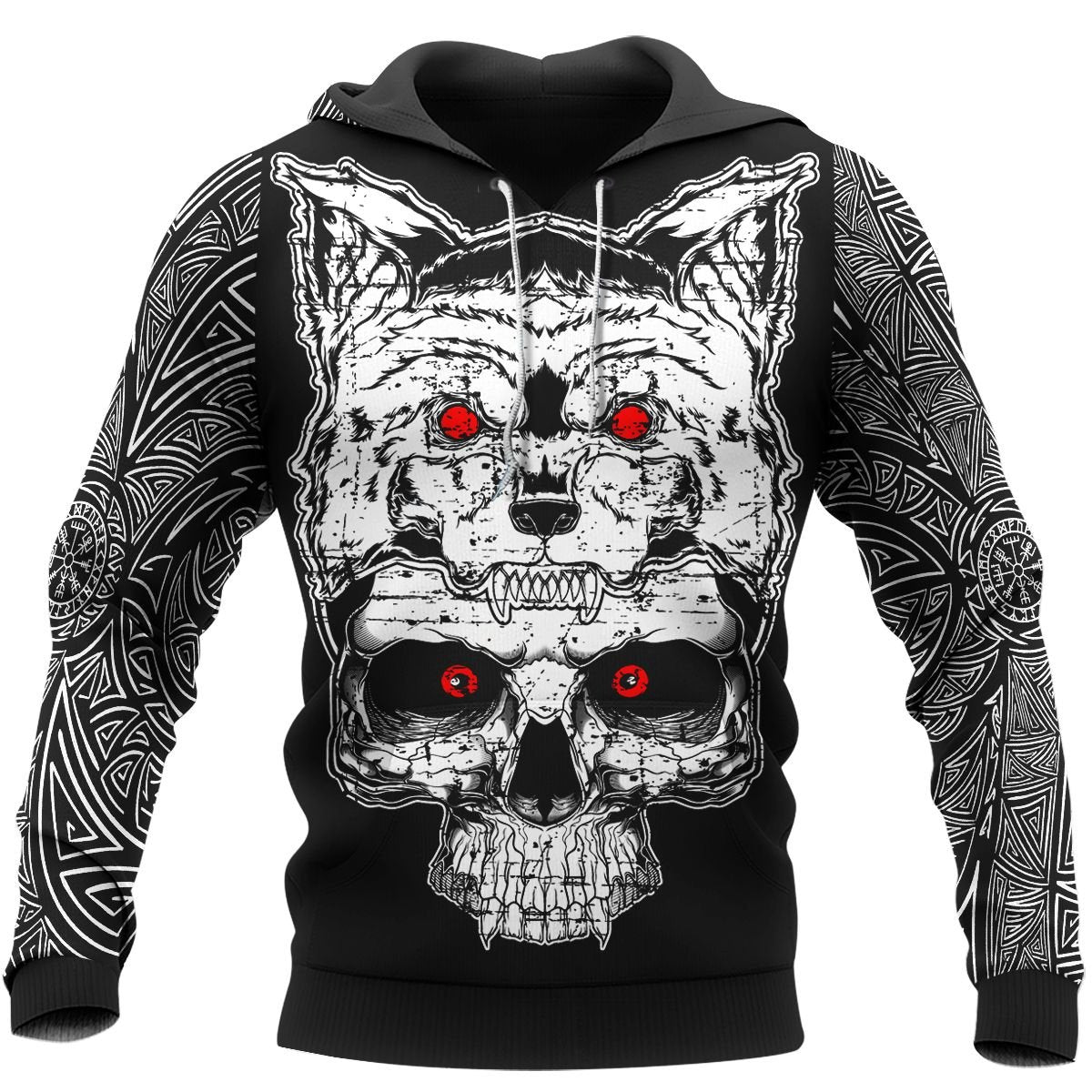 Viking Clothing Wolf Raven Viking Hoodie RLT12 - Wonder Print Shop