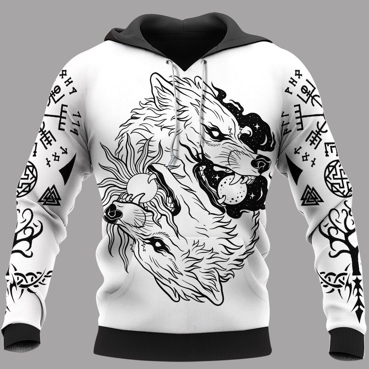 Viking Clothing The Sons Of Fenrir: Hati and Skoll Viking Hoodie RLT12 - Wonder Print Shop