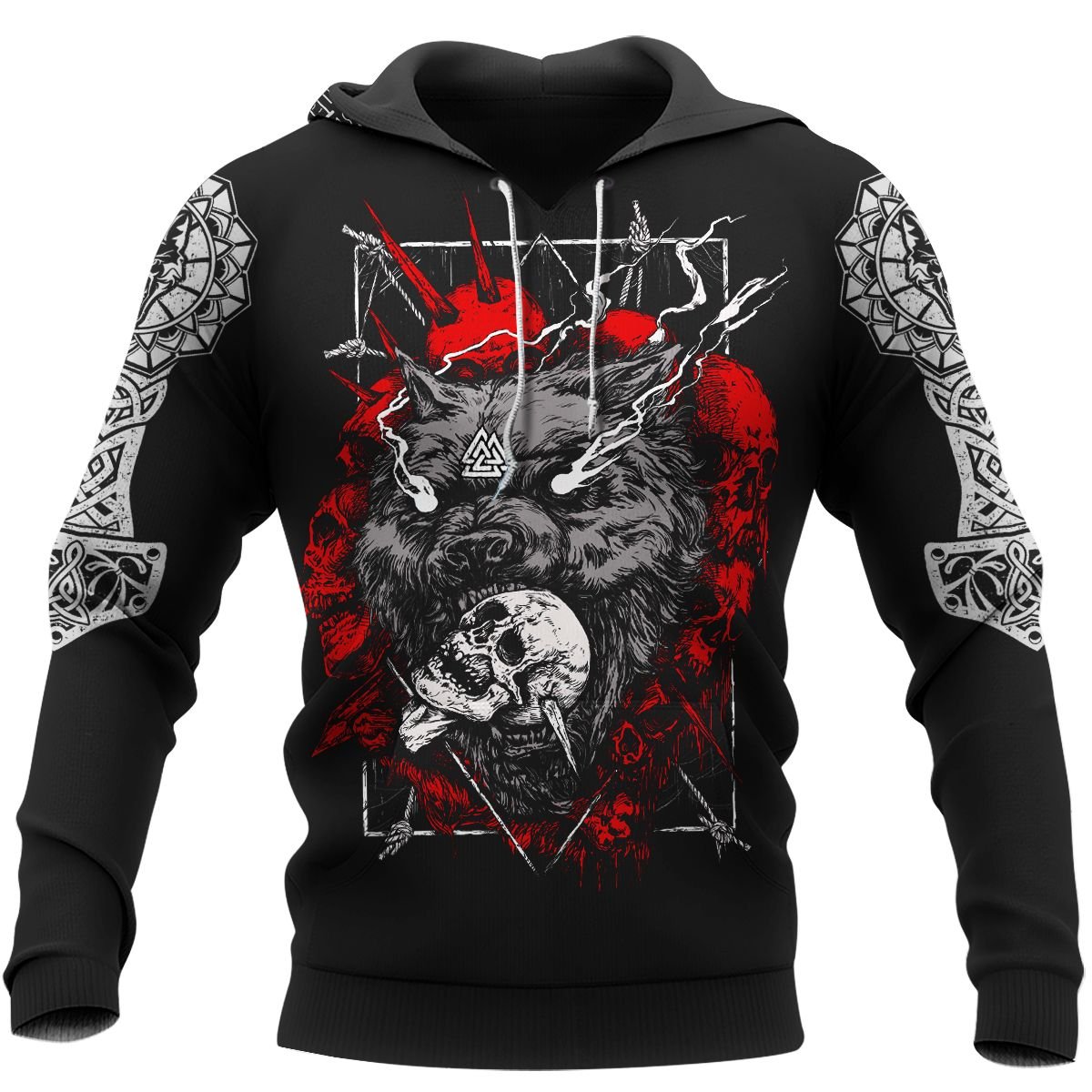 Viking Clothing Odin Fenrir Wolf Hoodie RLT12 - Wonder Print Shop