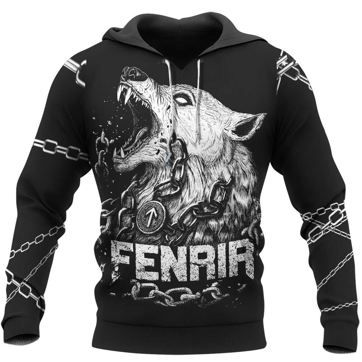 Viking Clothing Fenrir Is Tied With Chains Viking Hoodie RLT12 - Wonder Print Shop