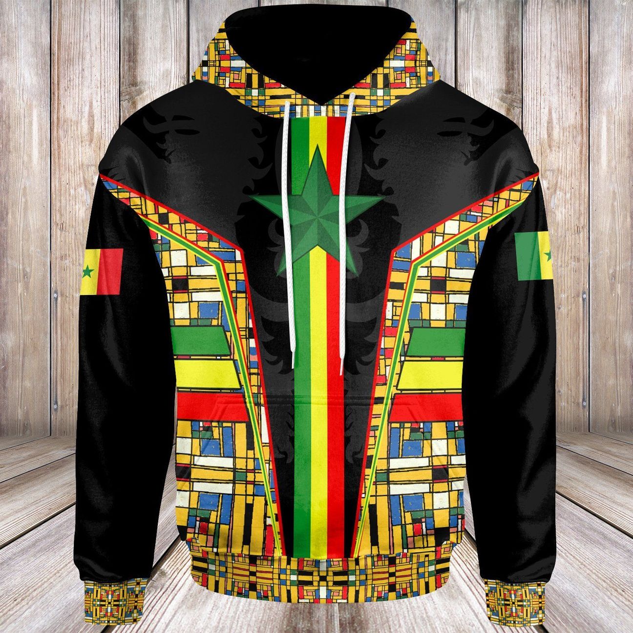 Senegal Hoodie Senegal Flag Color and Coat Of Arm RLT6 - Wonder Print Shop