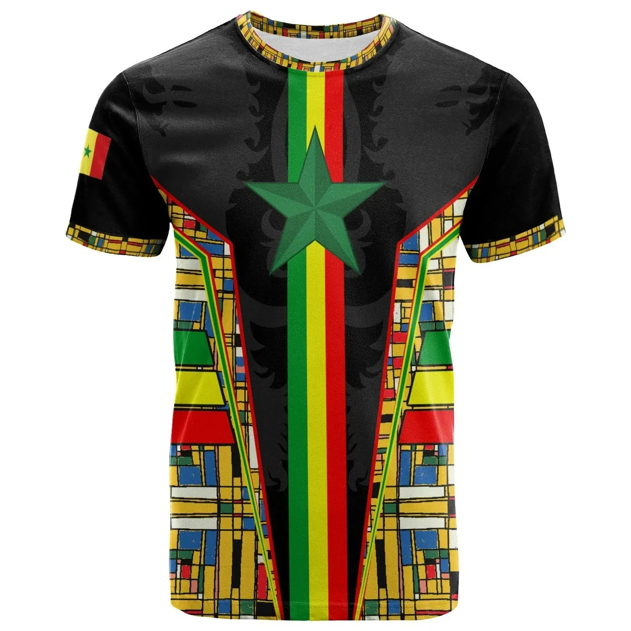 Senegal T Shirt Senegal Flag Color and Coat Of Arm RLT6 - Wonder Print Shop