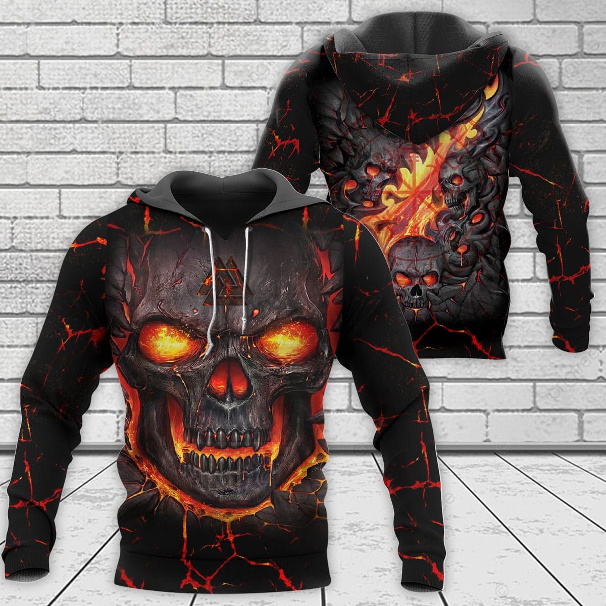 Viking Clothing Skull Valknut Viking Hoodie RLT12 - Wonder Print Shop