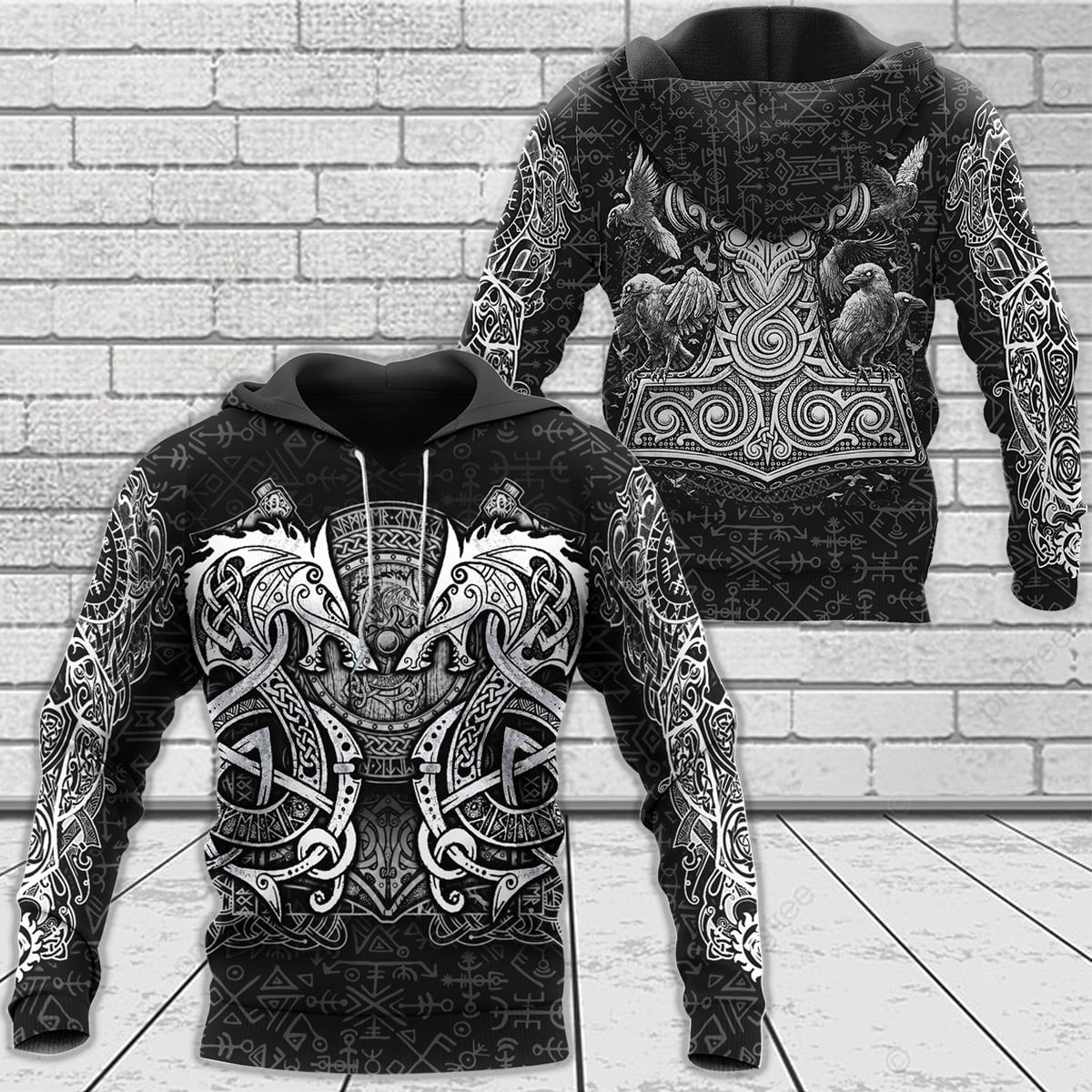 Viking Clothing Viking FENRIR Hammer Hoodie RLT12 - Wonder Print Shop