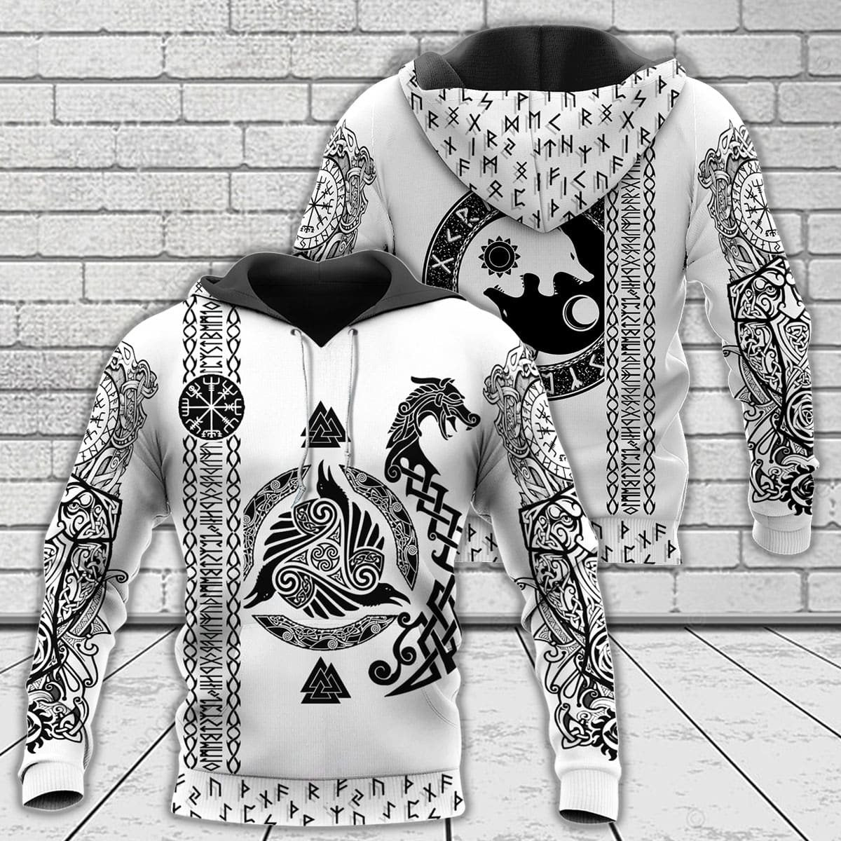 Viking Clothing Viking Symbol Tattoo Art Hoodie RLT12 - Wonder Print Shop