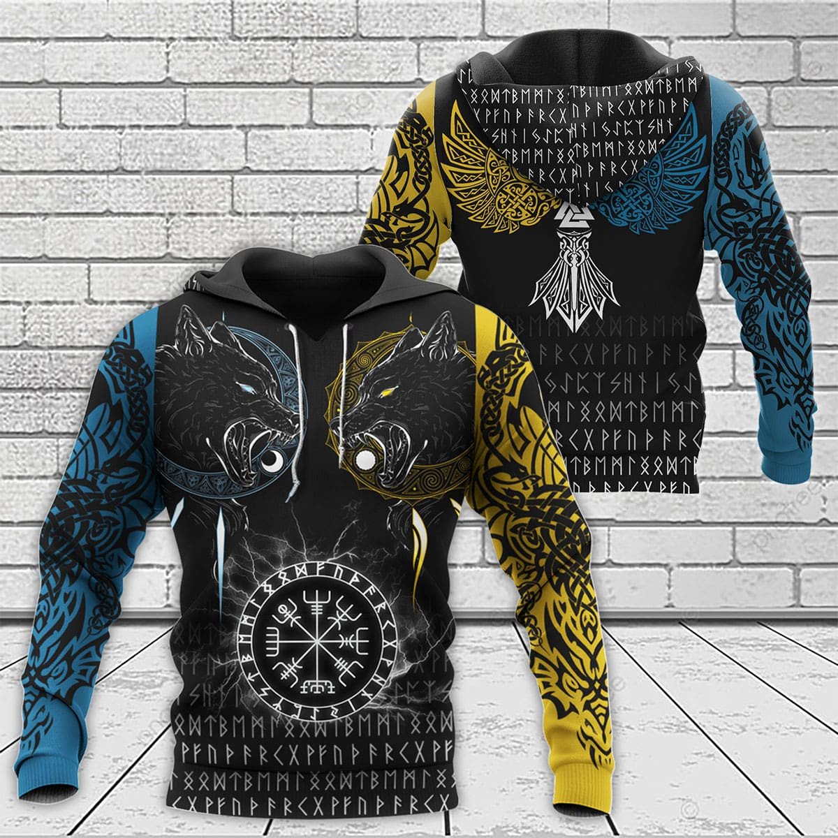 Viking Clothing Viking THE SONS OF FENRIR SKOLL and HATI Raven Hoodie RLT12 - Wonder Print Shop