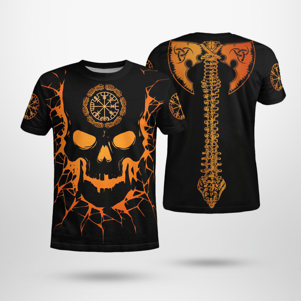 Viking Clothing Skull Viking and BACKBONE IS AN AXE Viking T Shirt RLT12 - Wonder Print Shop