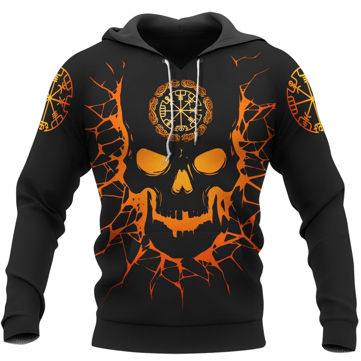 Viking Clothing Skull Viking and Backbone Is An Axe Hoodie RLT12 - Wonder Print Shop