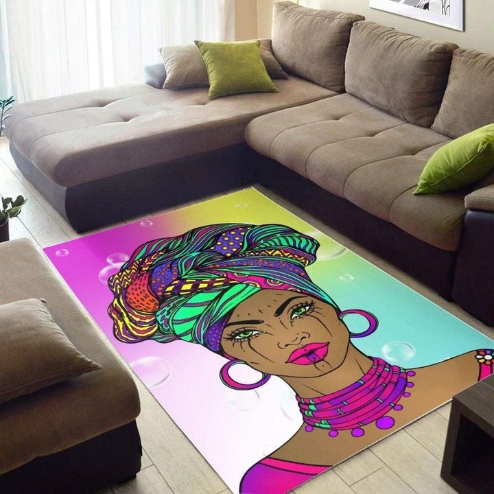 Wonder Print Shop Area Rug Colors and Bubbles Background Beautiful Woman 4 Area Rug LT10 - Wonder Print Shop