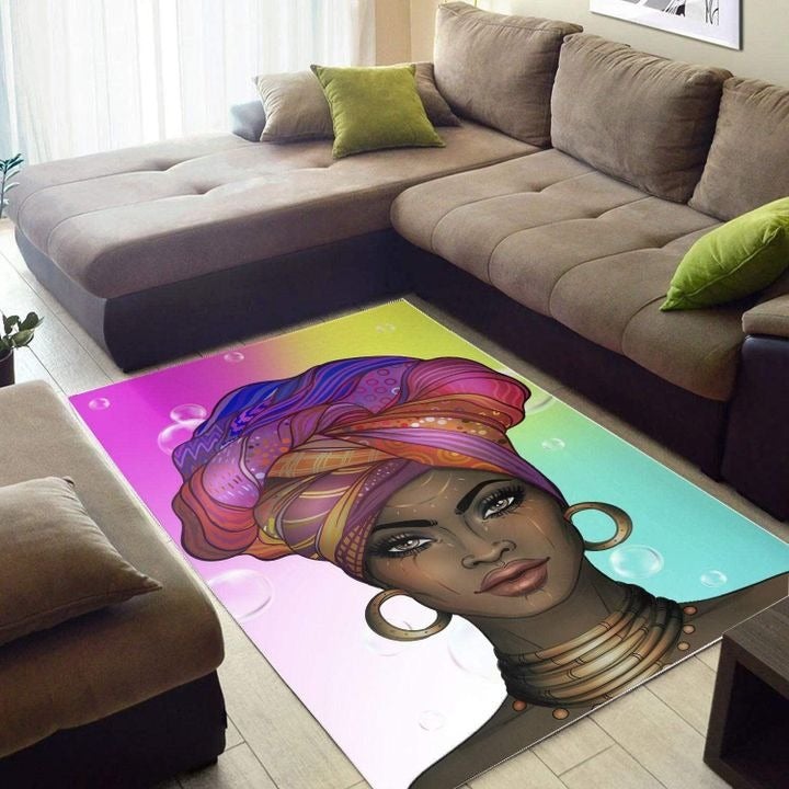 Wonder Print Shop Area Rug Colors and Bubbles Background Beautiful Woman 1 Area Rug LT10 - Wonder Print Shop