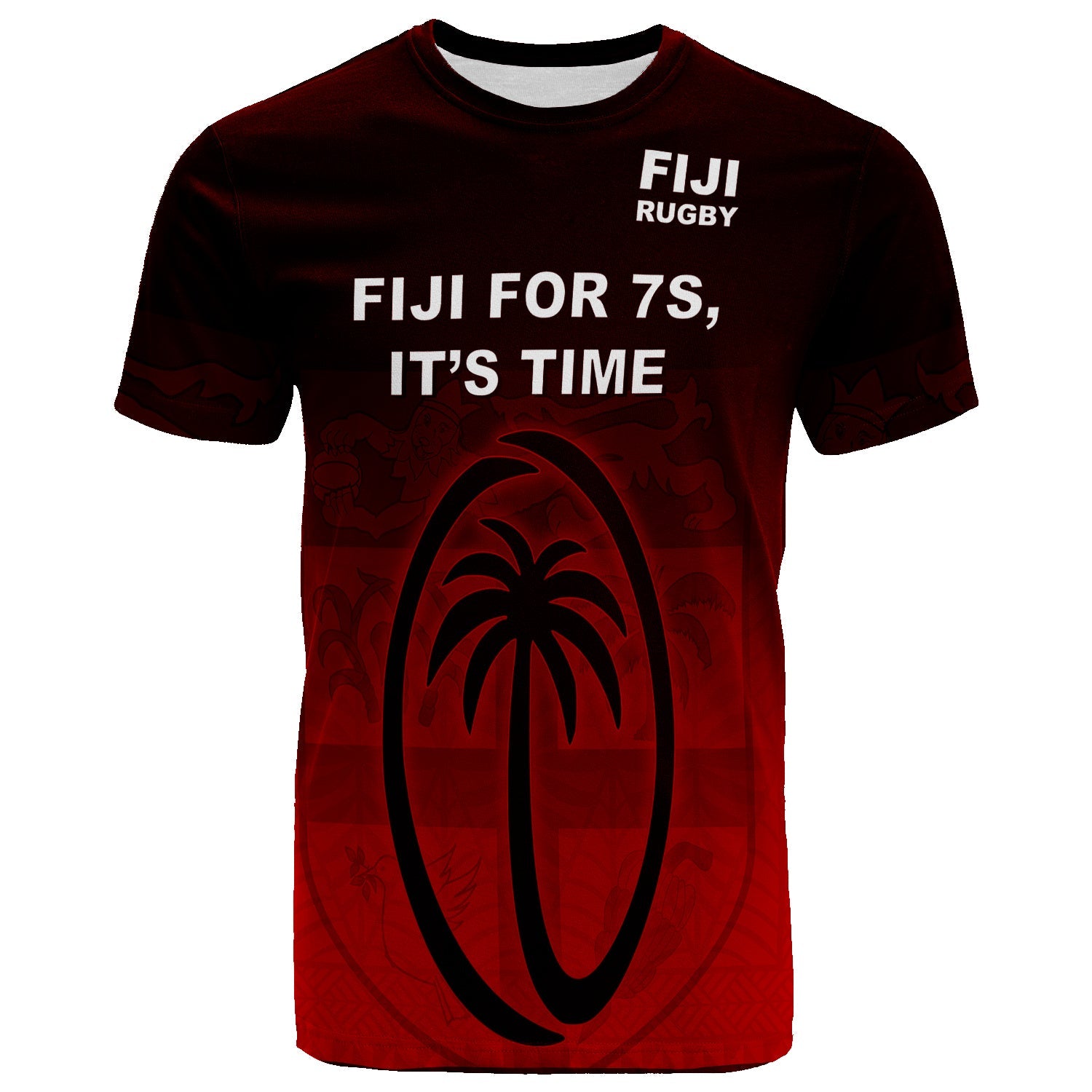 Fiji Rugby T Shirt Fiji For 7s, It's Time Red and Black RLT7 - Wonder Print Shop