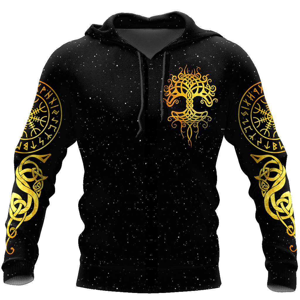 Viking Clothing Gold Tree Of Life Viking Hoodie RLT12 - Wonder Print Shop