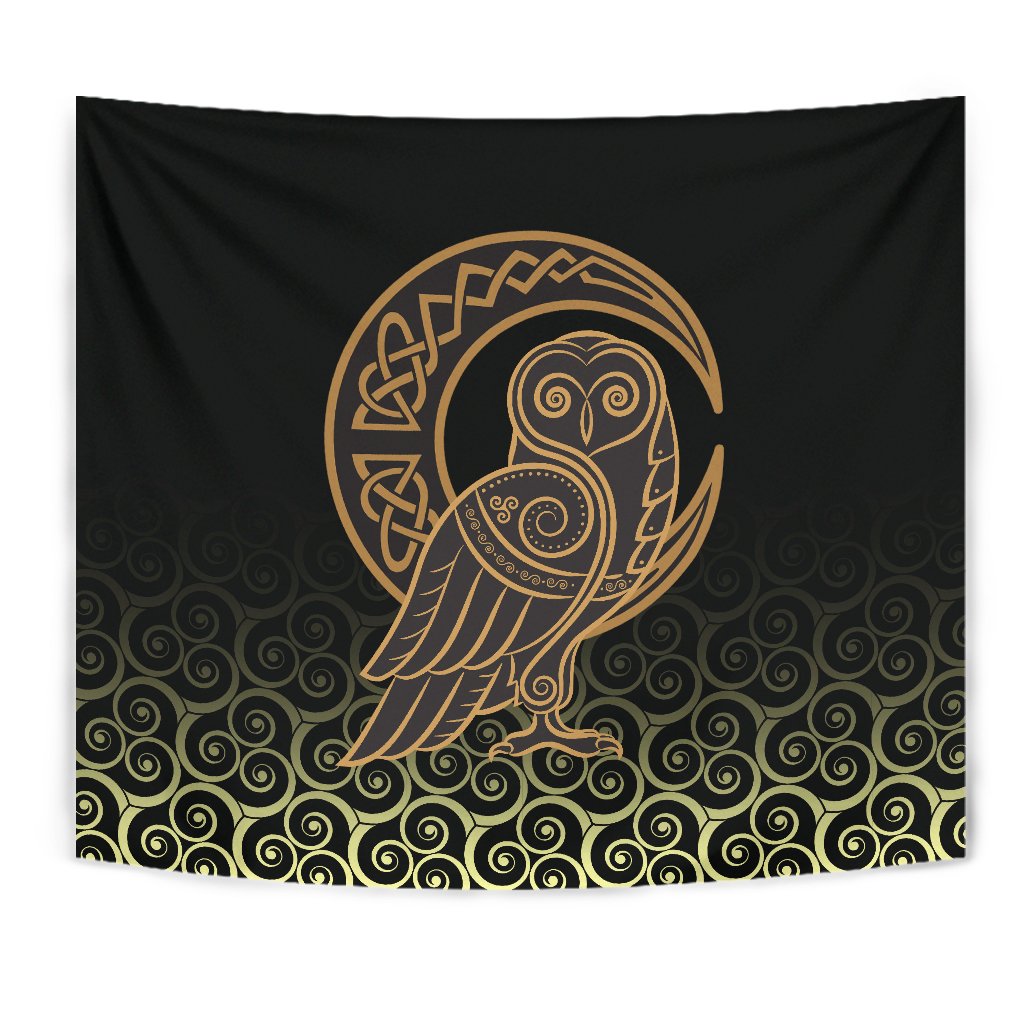 viking-tapestry-owl-celtic-on-triskels-background