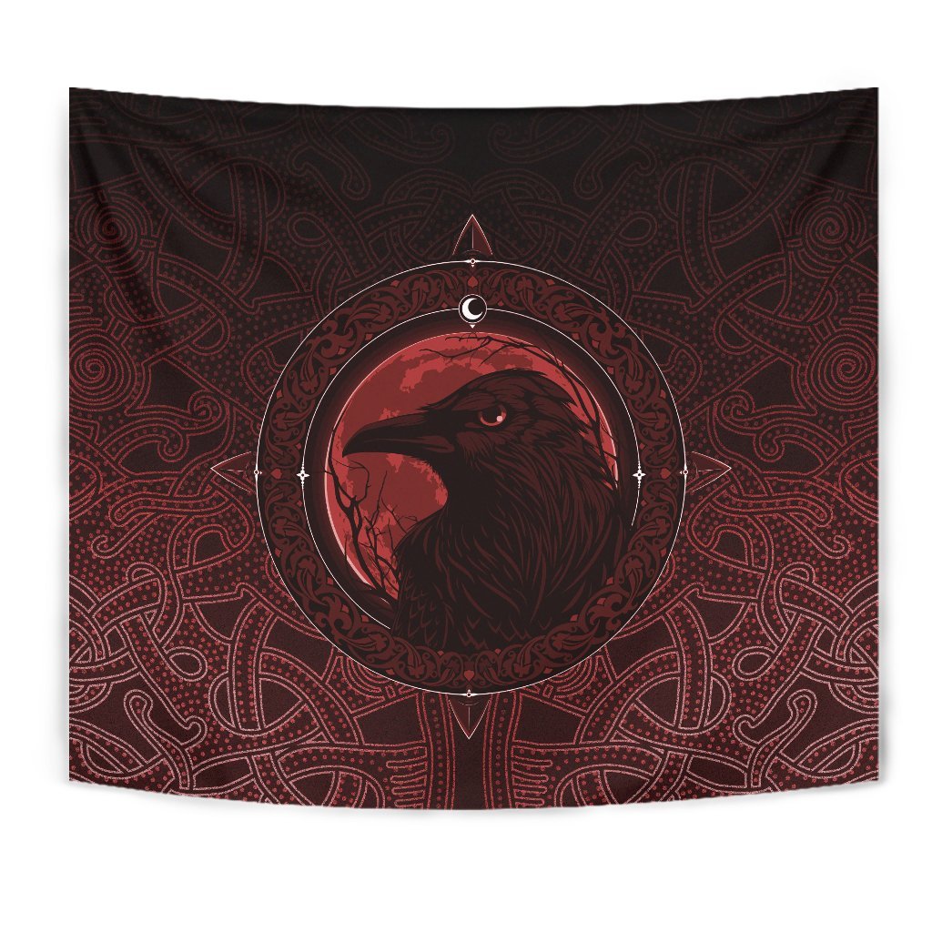 viking-tapestry-ethnic-odin-raven-red