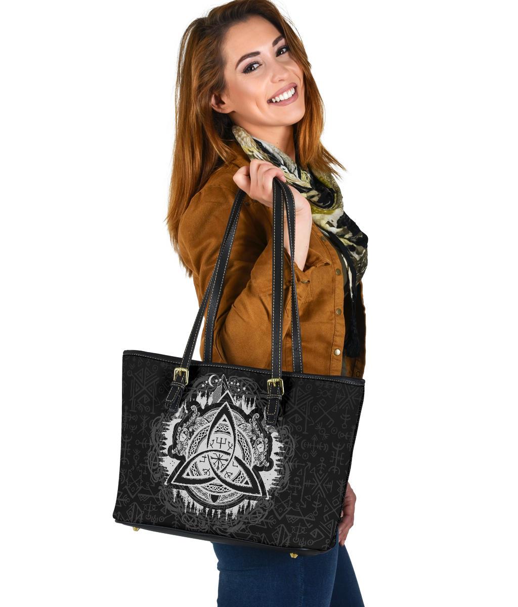 Viking Small Leather Tote - Dragon Celtic RLT12 - Wonder Print Shop