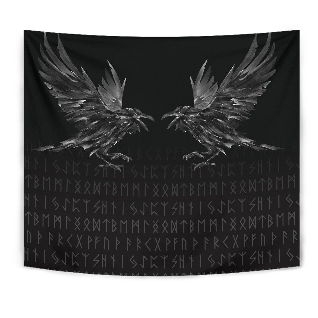 viking-tapestry-odin-huginn-and-muninn-rune