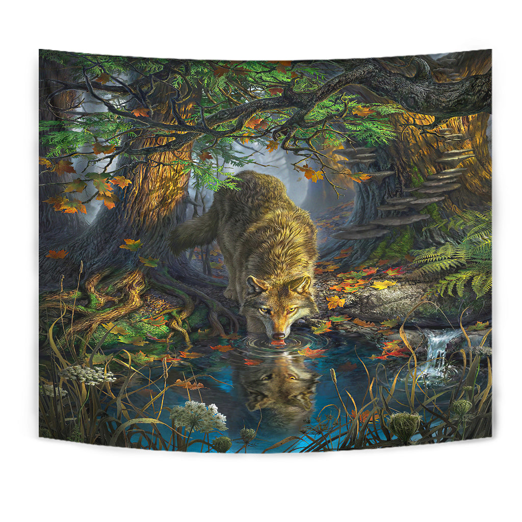 wolf-by-the-river-native-american-tapestry