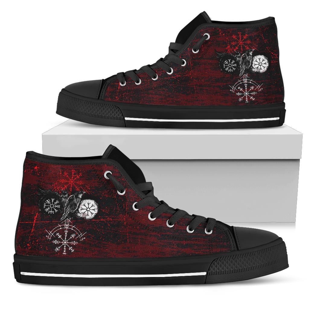 viking-high-top-shoes-raven-of-odin-and-symbol-viking-on-blood-background