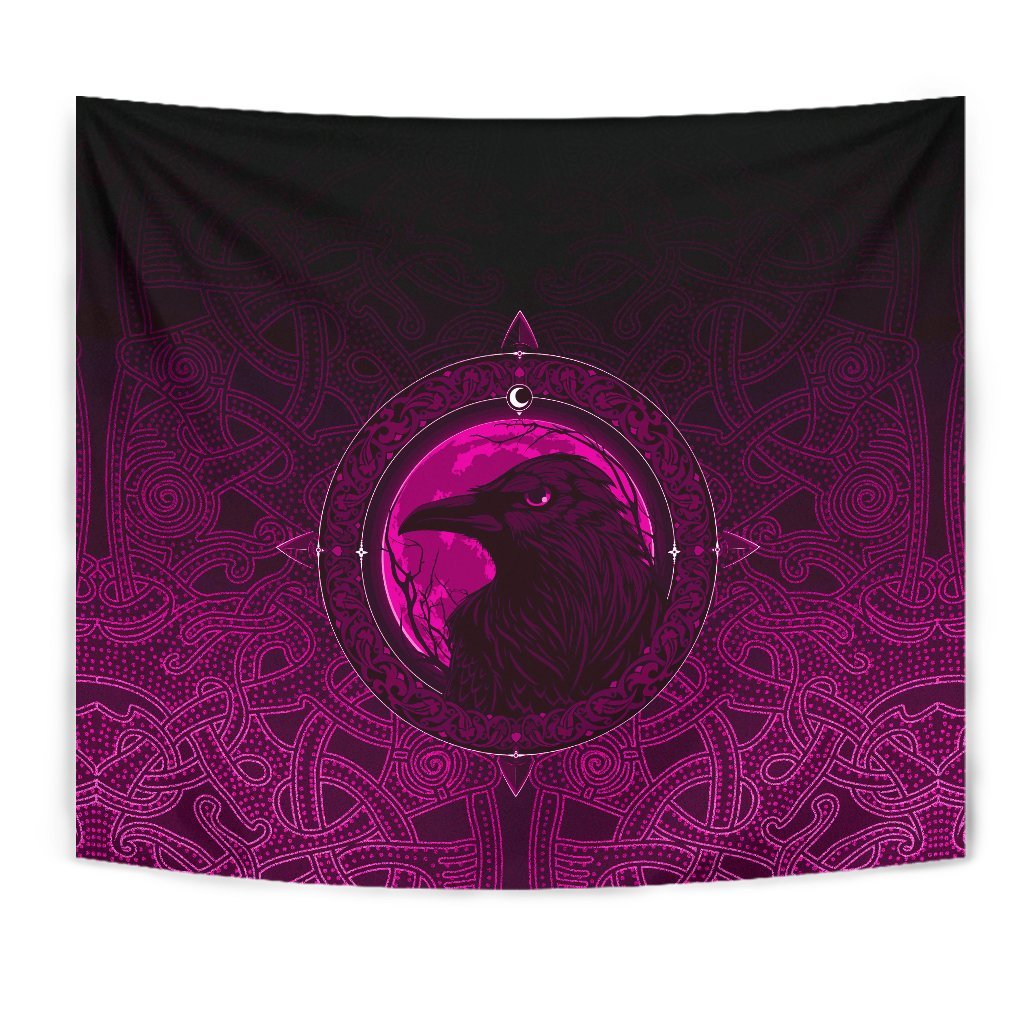 viking-tapestry-ethnic-odin-raven-pink