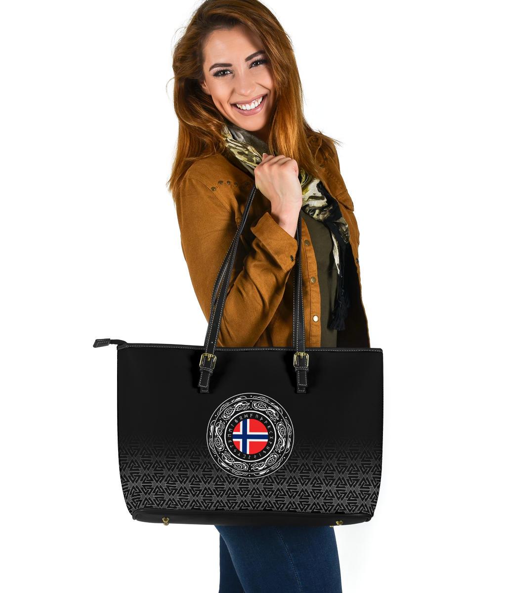 Viking Large Leather Tote Norway Coat Of Arms RLT12 - Wonder Print Shop