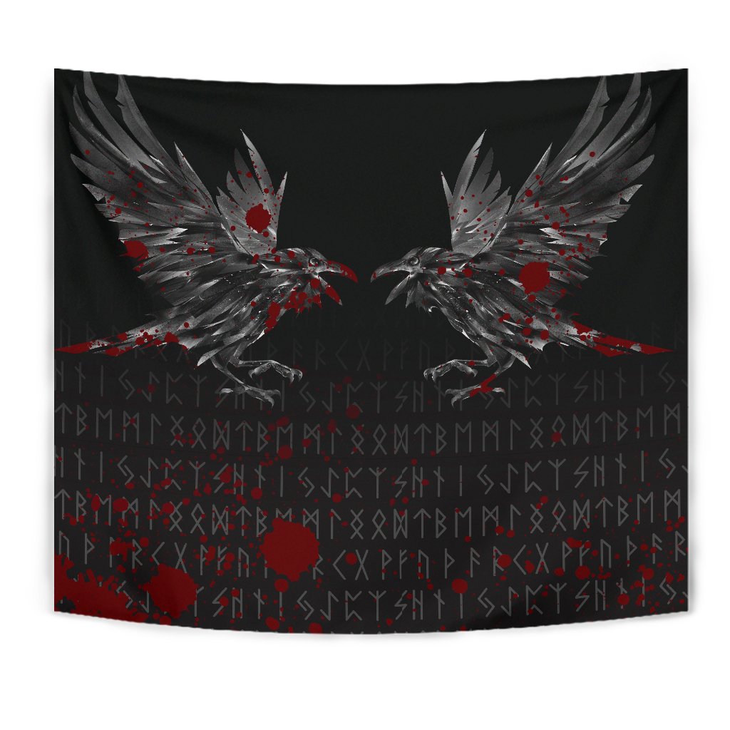 viking-tapestry-odin-huginn-and-muninn-rune-blood