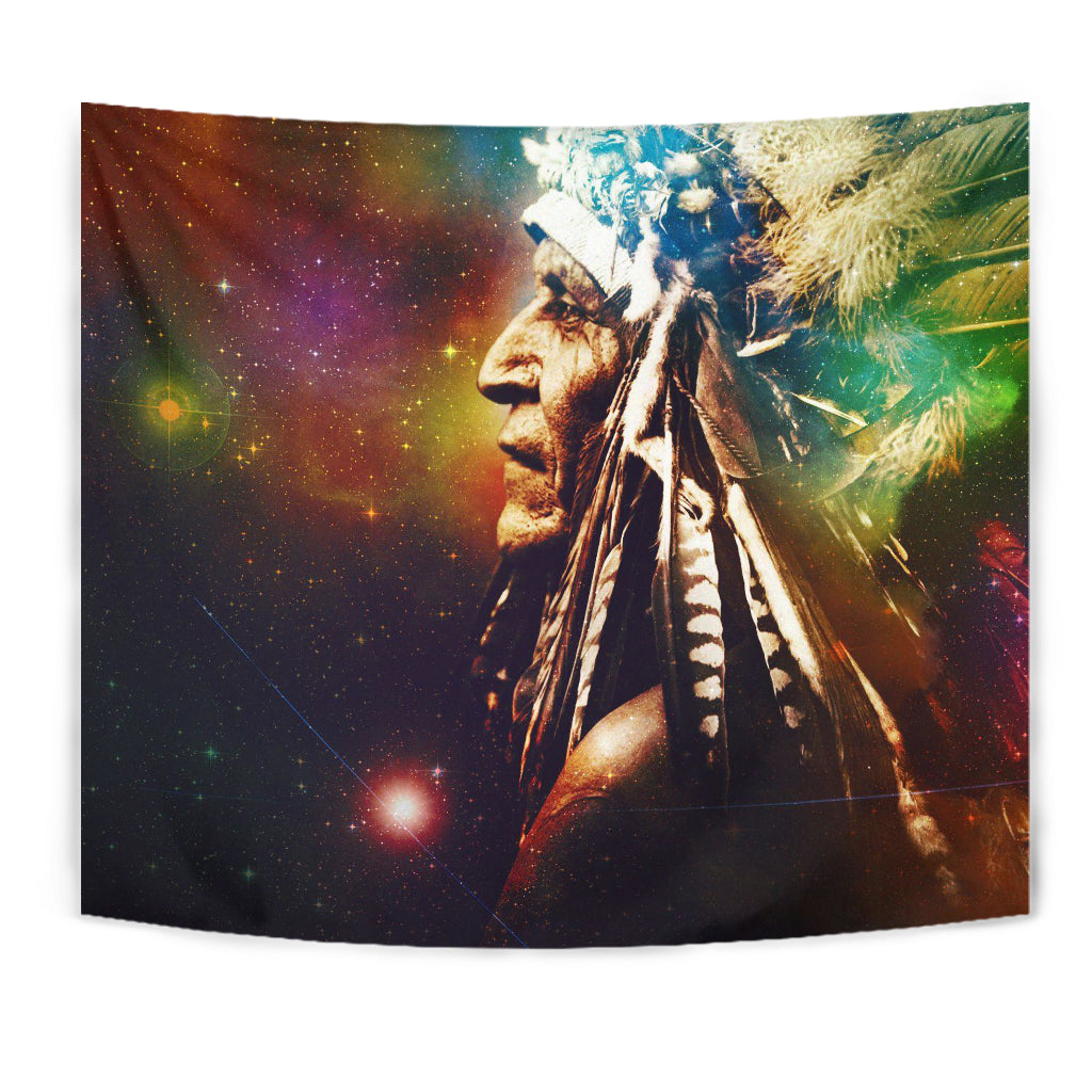 Native American Galaxy Chief Painting All Over Hoodie Tapestry LT10 - Wonder Print Shop