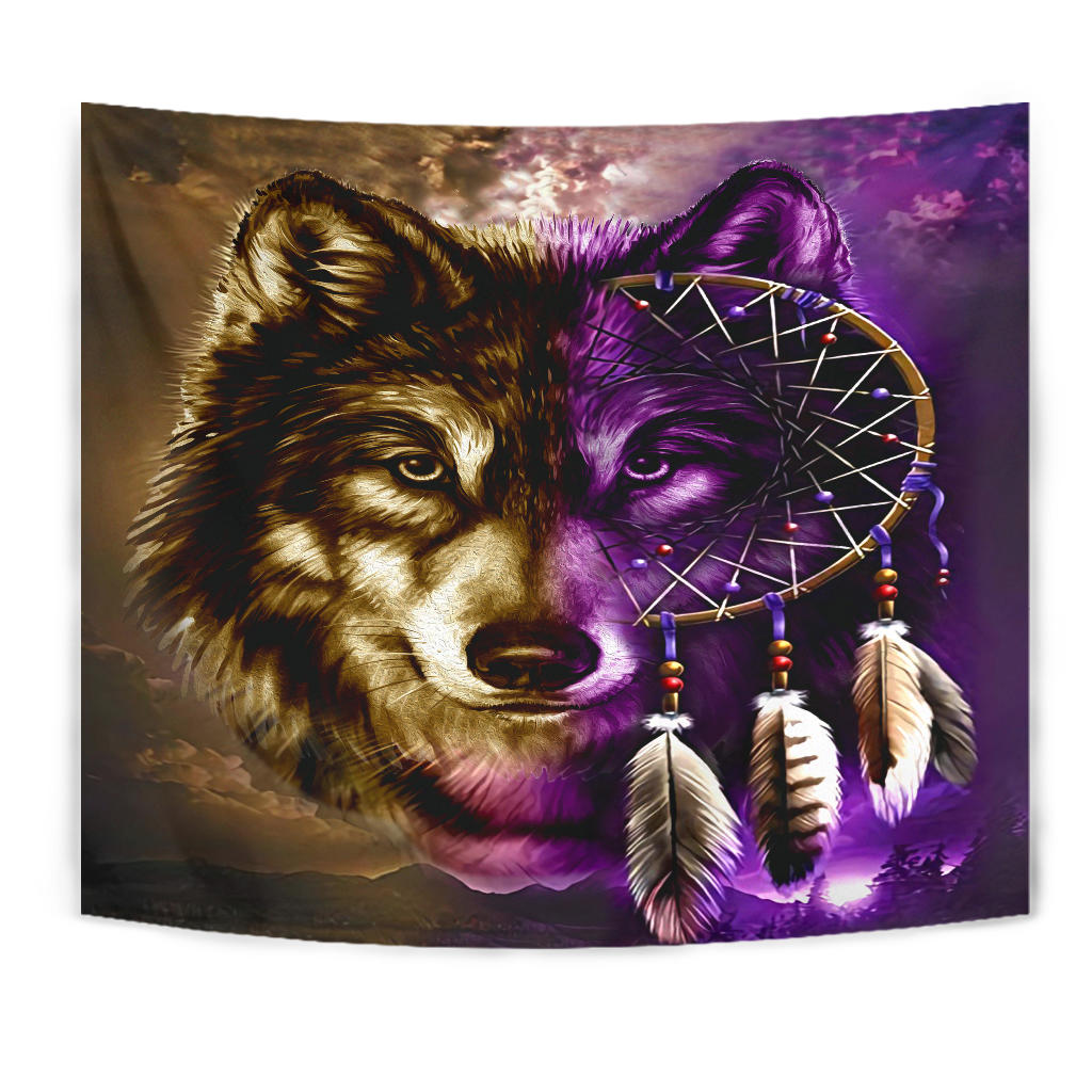 dreamcatcher-purple-wolf-native-american-tapestry