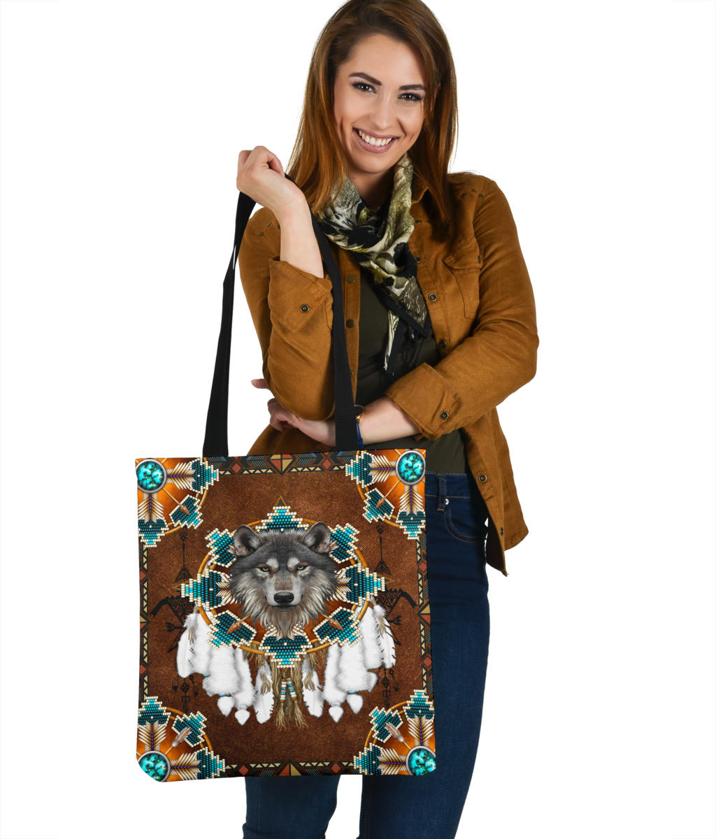 blue-mandala-feather-wolf-native-american-tote-bag