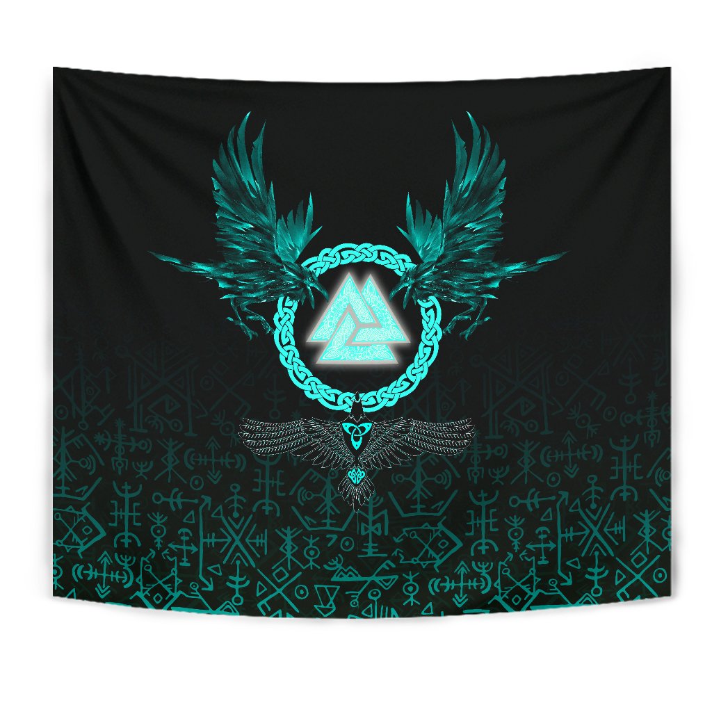 viking-tapestry-three-raven-and-valknut-cyan