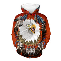 Eagle feather dreamcatcher 3D pullover hoodie, multicolor front graphic