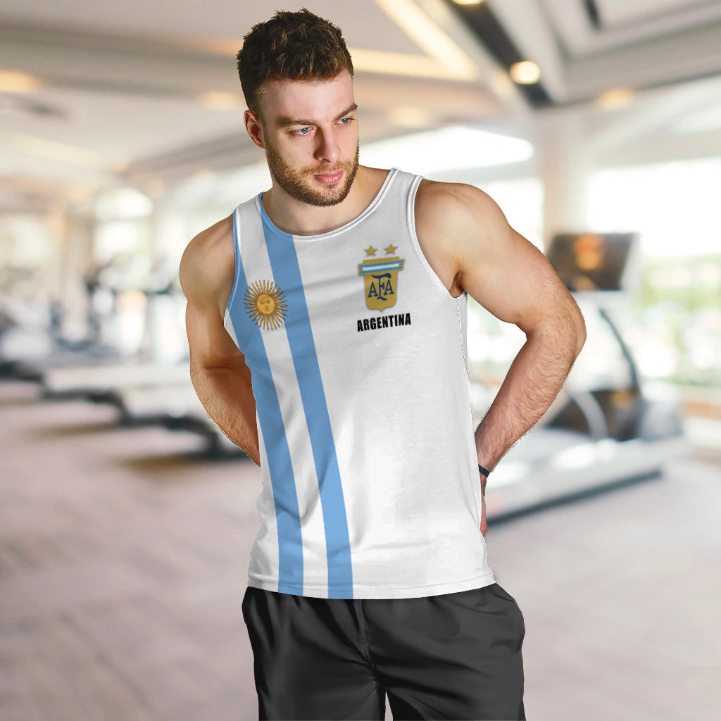 White Argentina tank with blue stripes, sun badge and AFA crest on chest