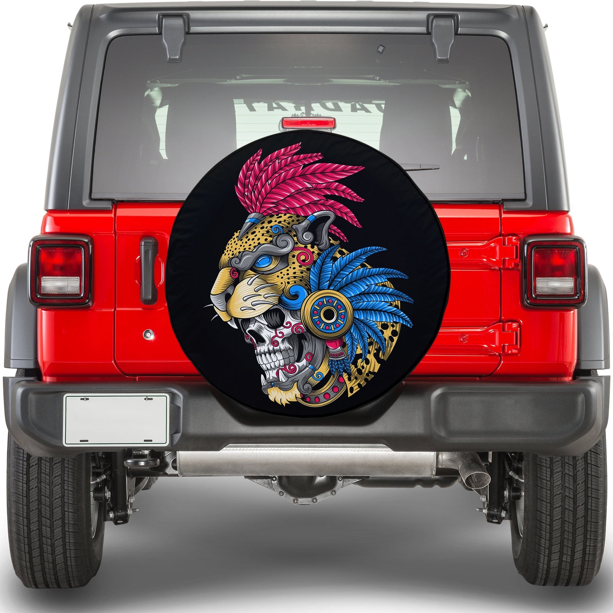 Mexico Spare Tire Cover - Aztec Skull Leopard LT13 - Wonder Print Shop