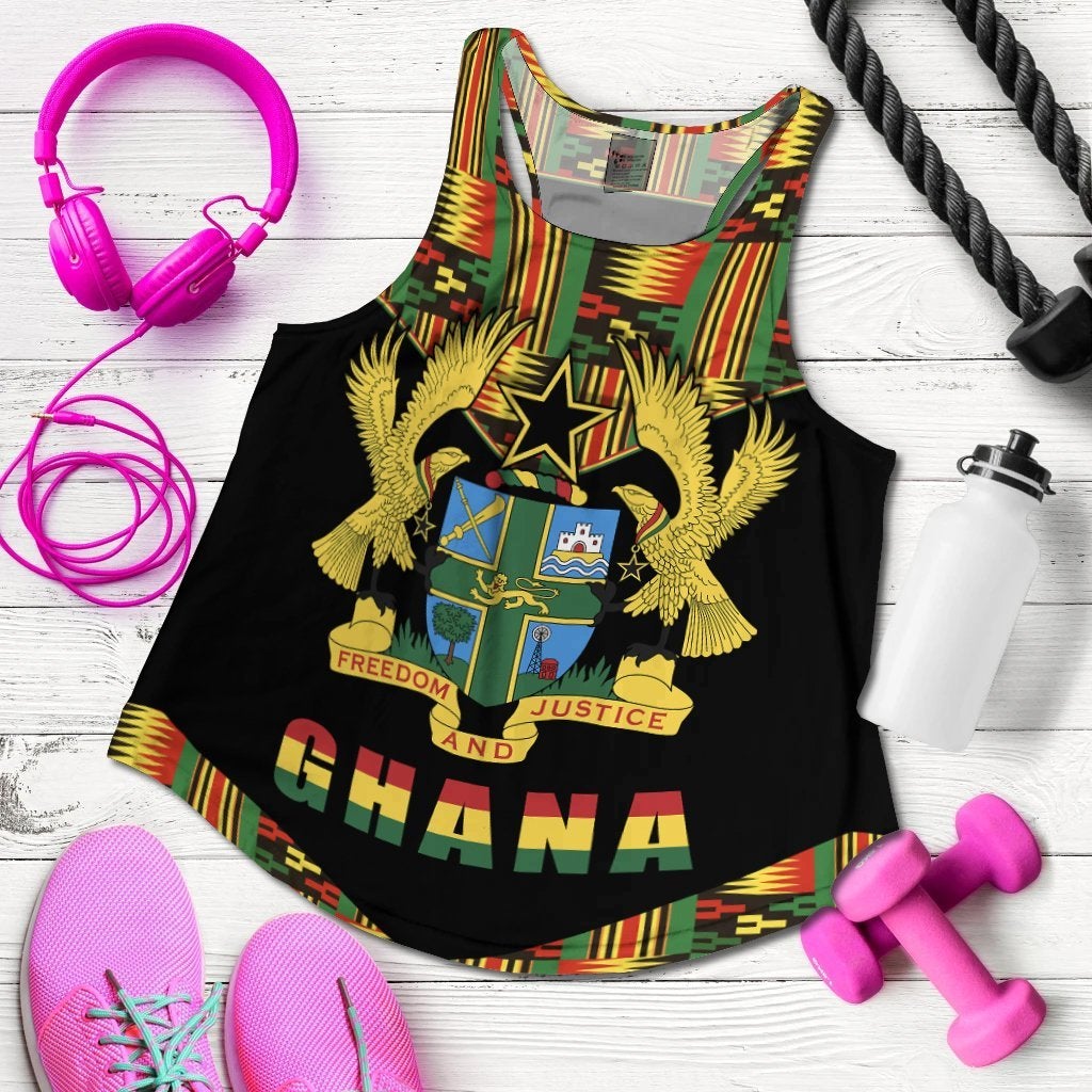 Ghana Proud Women Racerback Tank Ankara Kente LT13 - Wonder Print Shop