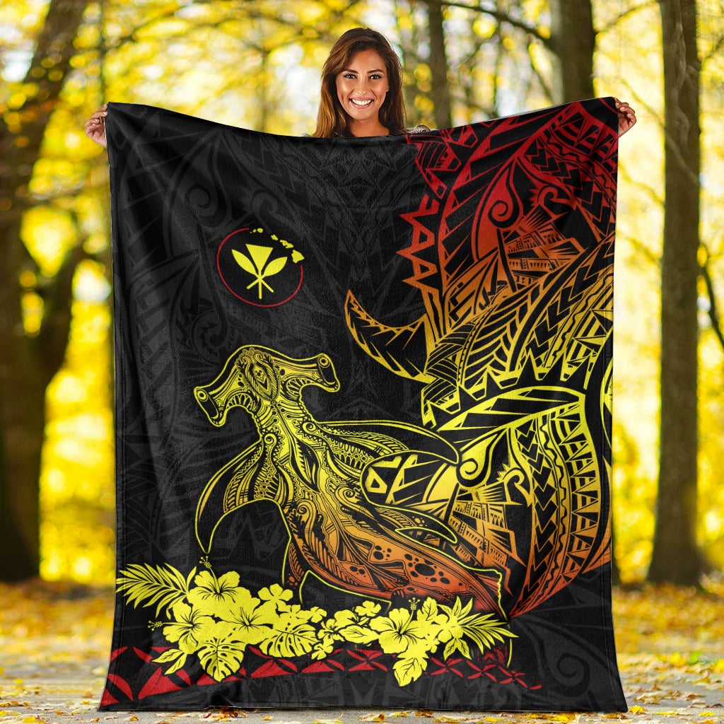 hawaii-polynesian-premium-blanket-wild-hammerhead-sharks-fresh-life