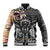 Native American Headdress Gray With Human Skull African Pattern Baseball Jacket - Wonder Print Shop