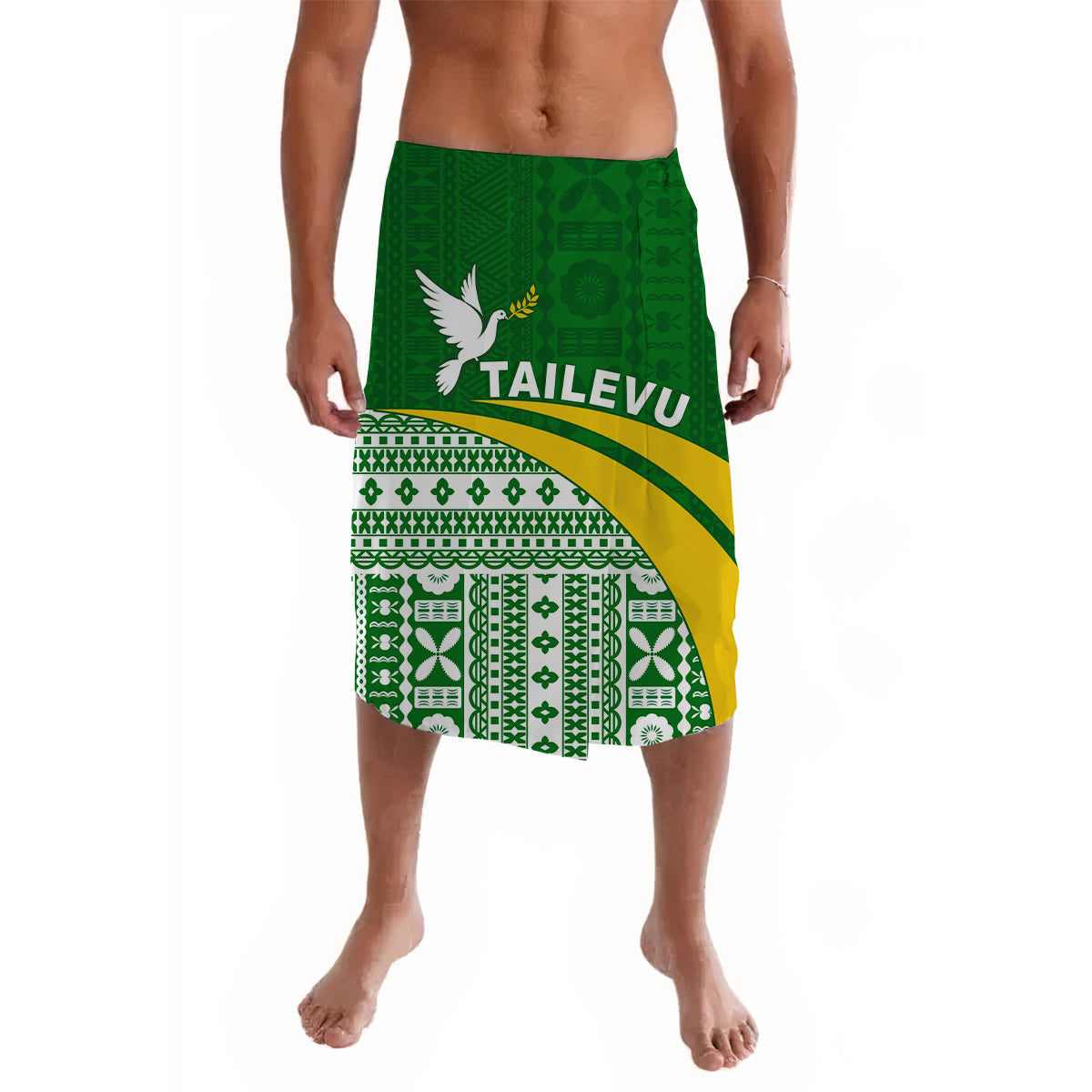 Tailevu Rugby Lavalava Fiji Rugby Tapa Pattern Green LT13 - Wonder Print Shop