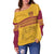 Sri Lanka Off Shoulder Sweater Traditional Pattern and Lion Flag LT13 - Wonder Print Shop