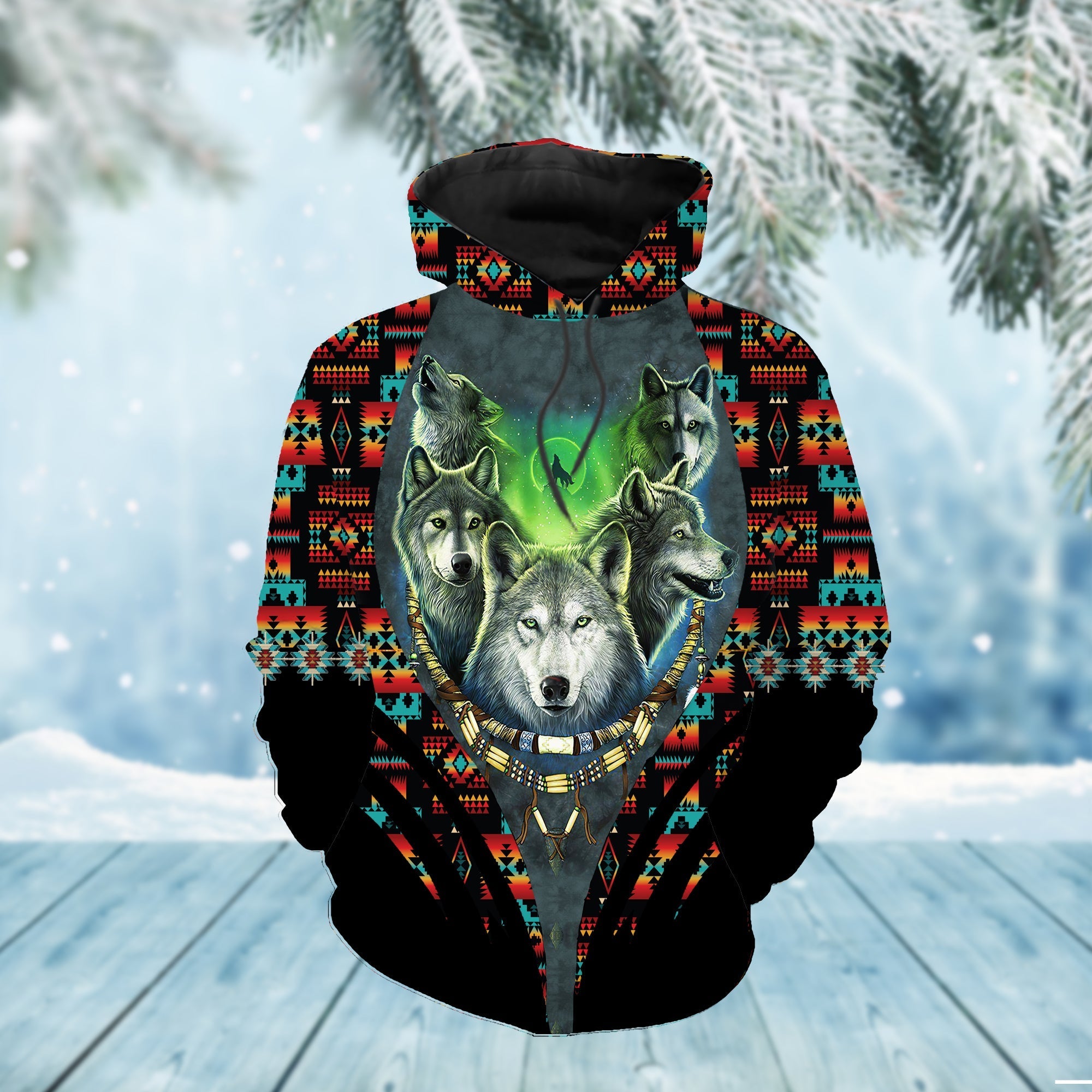 Native American Wolf Pack Moon Light All 3D Hoodie LT10 - Wonder Print Shop