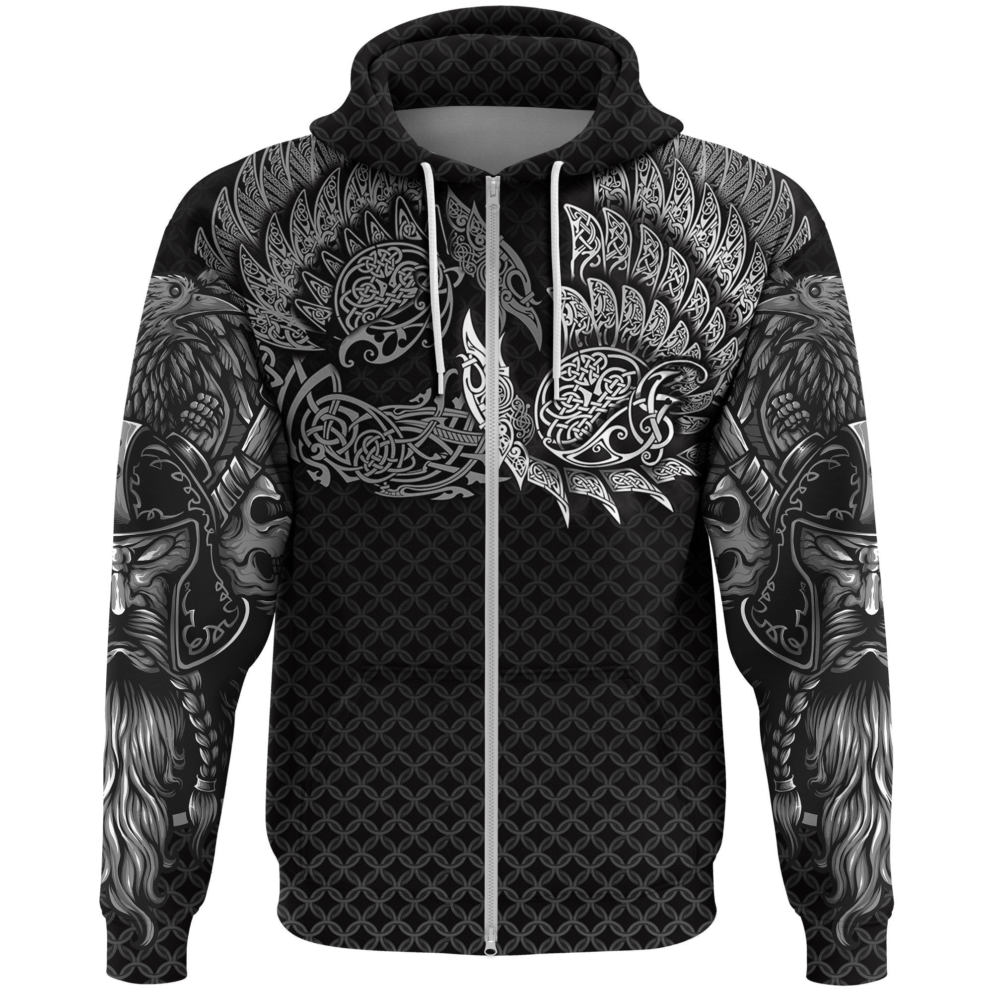 Viking Zip Hoodie Ravens Of Midgard RLT12 - Wonder Print Shop