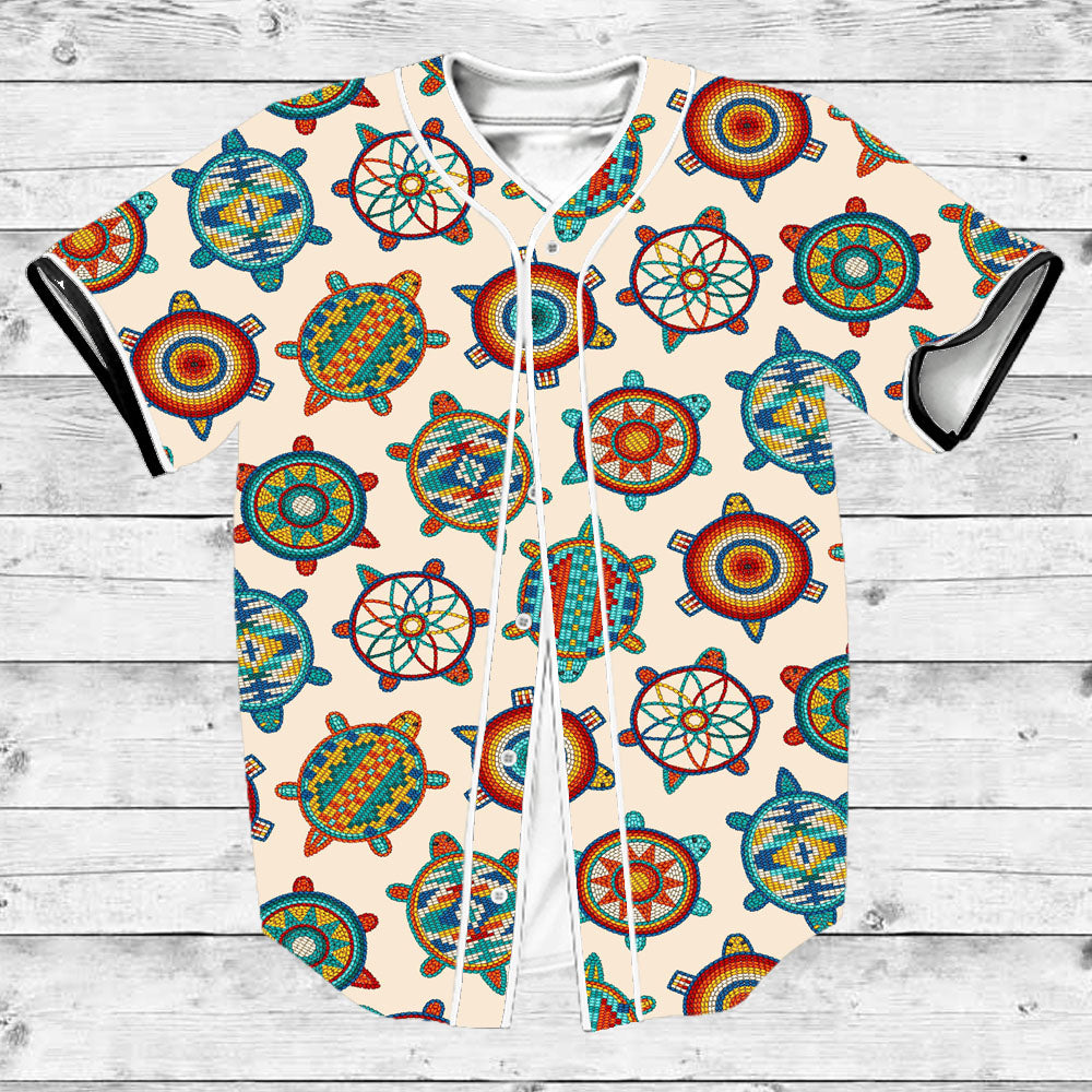 Mini Turtle Cream Native American Baseball Jersey LT10 - Wonder Print Shop