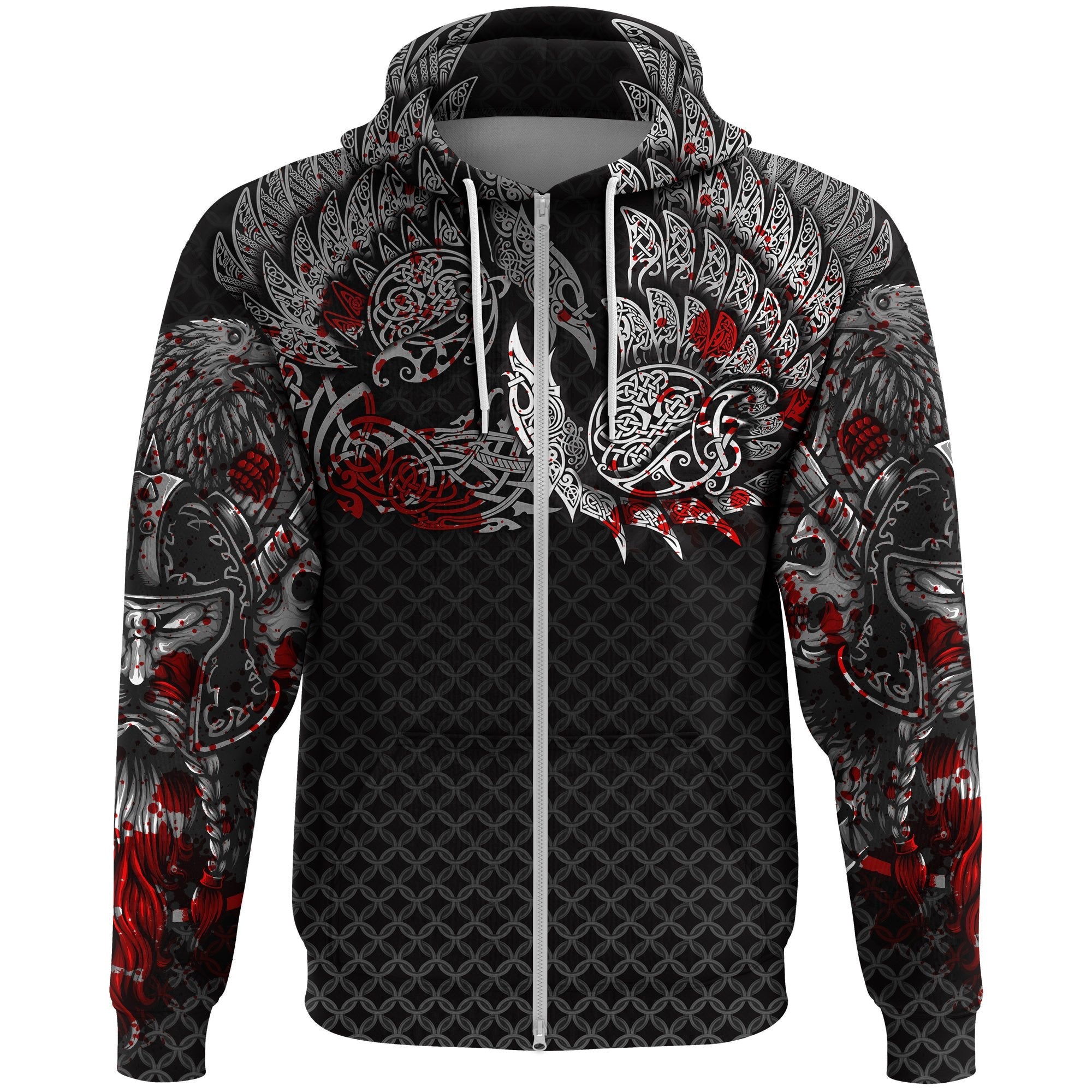 Viking Zip Hoodie Ravens Of Midgard Limited Edition RLT12 - Wonder Print Shop