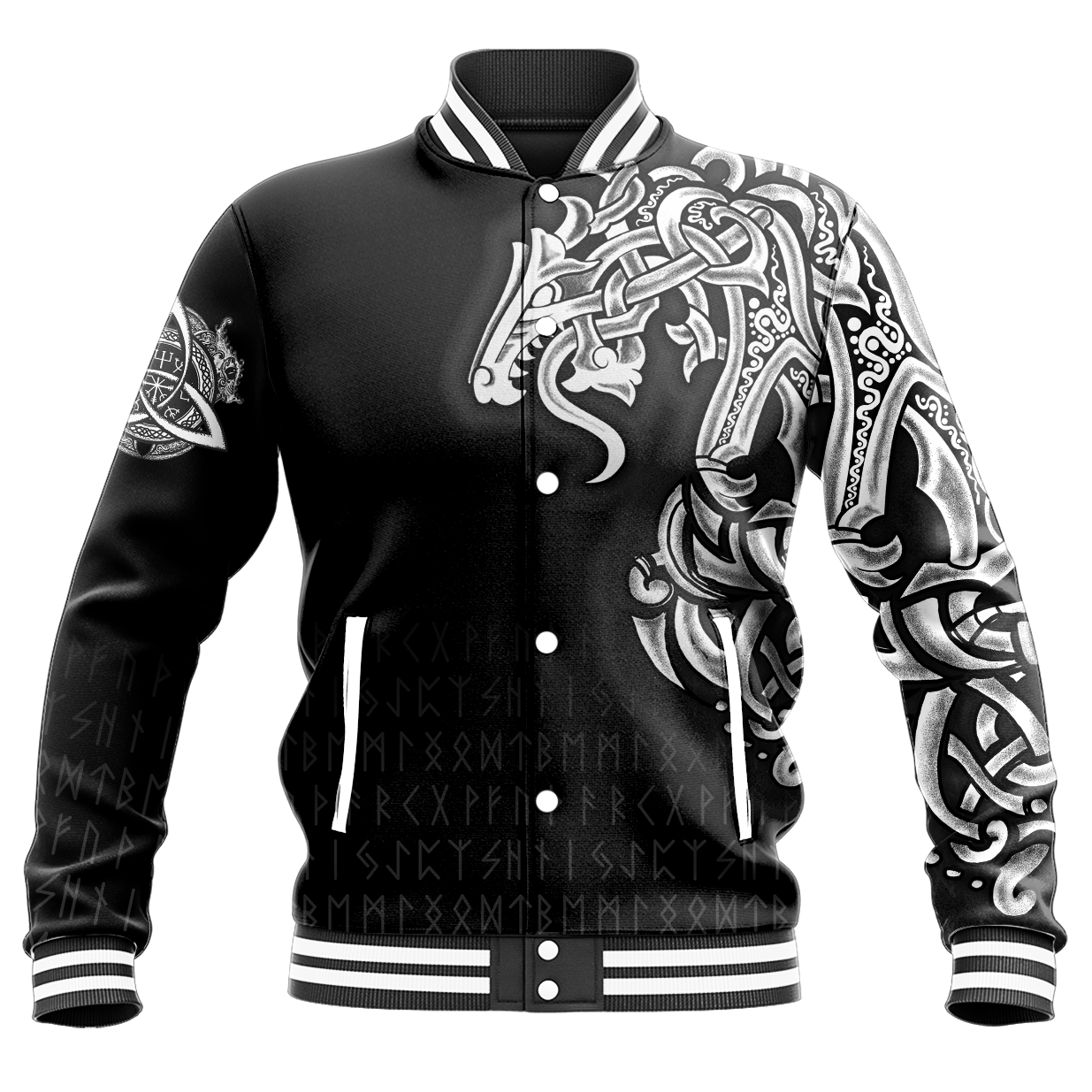 Viking Baseball Jacket Viking Jormungand Tattoo Style RLT12 - Wonder Print Shop