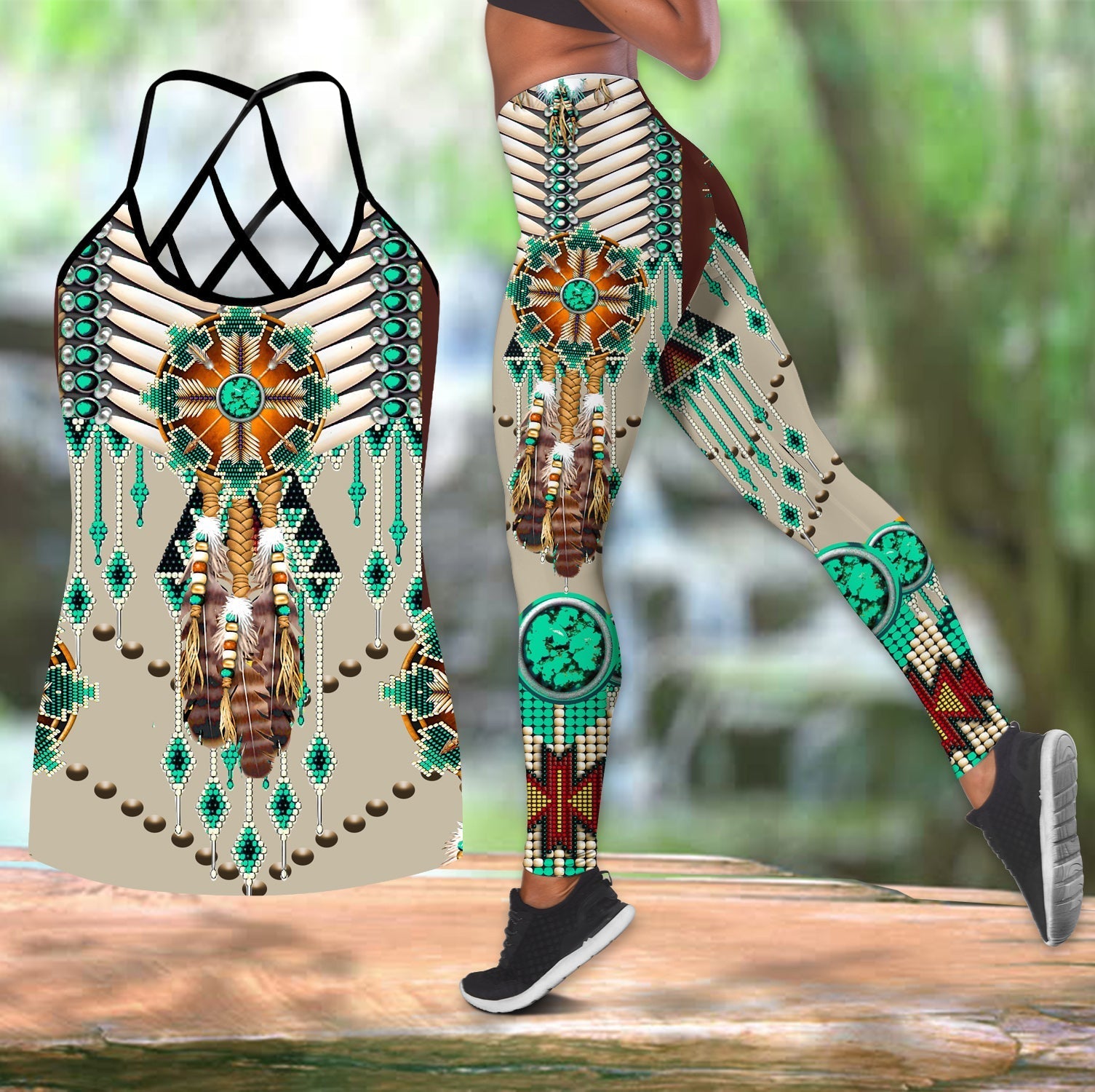 native-american-turquoise-blue-pattern-combo-crisscross-and-leggings