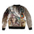 Native American Feather Headdress Portrait Of American Indian Colorful Distress Beton Texture Sleeve Zip Bomber Jacket - Wonder Print Shop