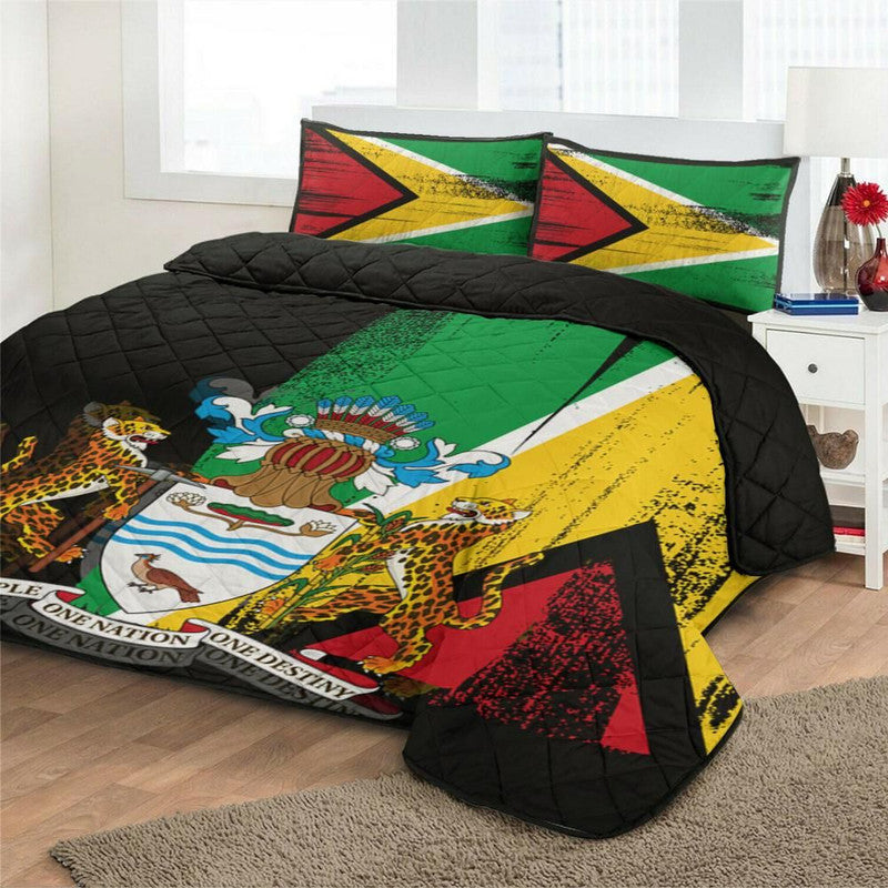 Guyana Flag Quilt Bed Set Flag Style RLT8 - Wonder Print Shop