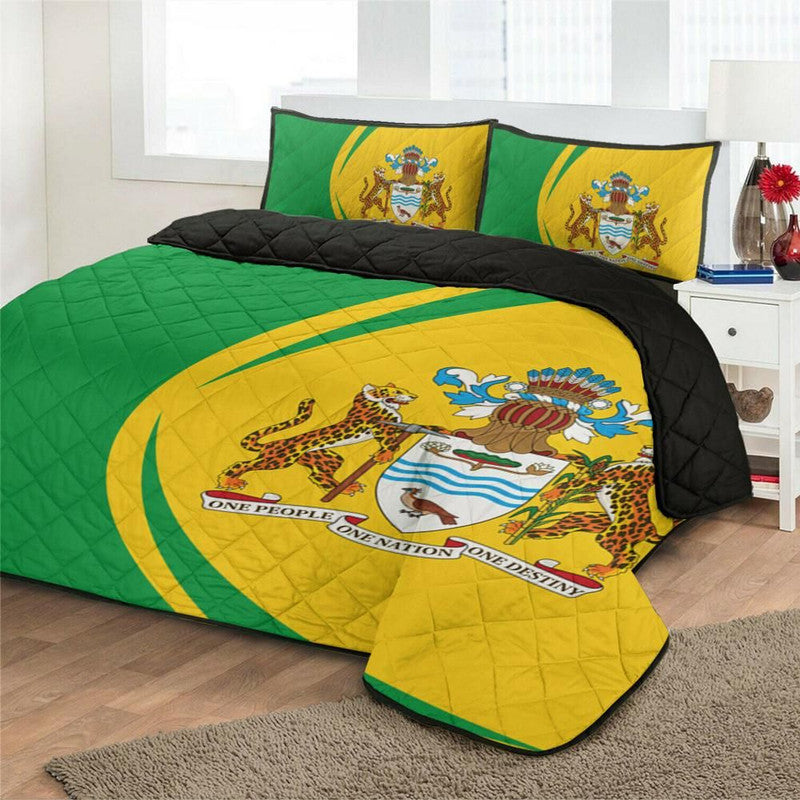 Guyana Flag Coat of Arms Quilt Bed Set Circle RLT8 - Wonder Print Shop